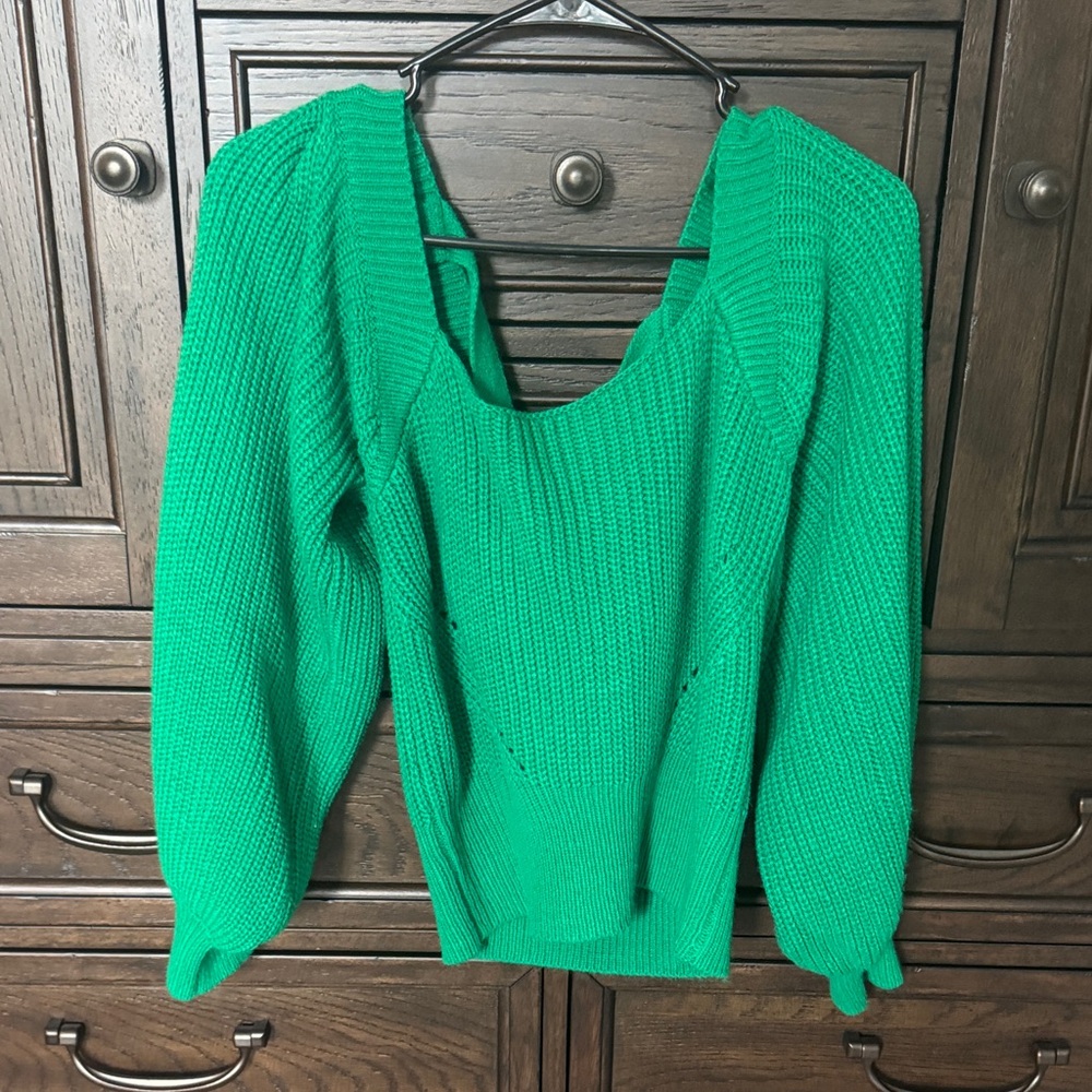 Women's Green Christmas Sweater with Bow